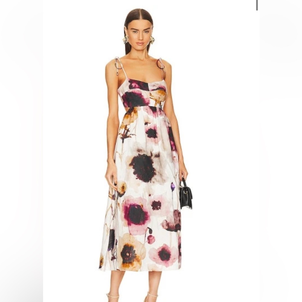 Amrita Print Maxi Dress in White Monet - Karina Grimaldi
